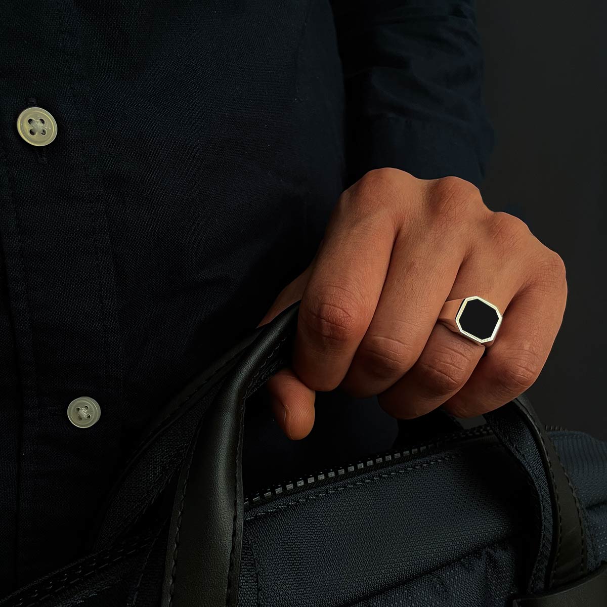 Black Onyx Octagon Ring