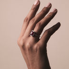 Ruby Peer Cut Ring in Silver