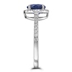 Blue Sapphire Halo Round Ring