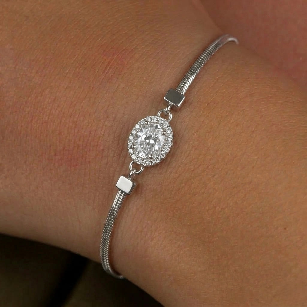 Oval Halo Snake Bracelet