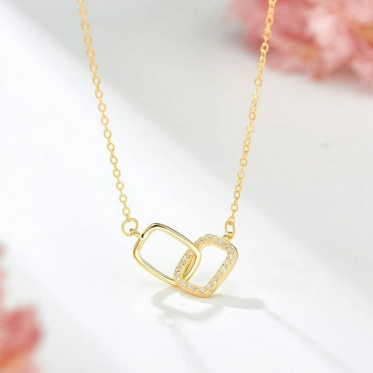 Square Interlocking Zircon Square Necklace
