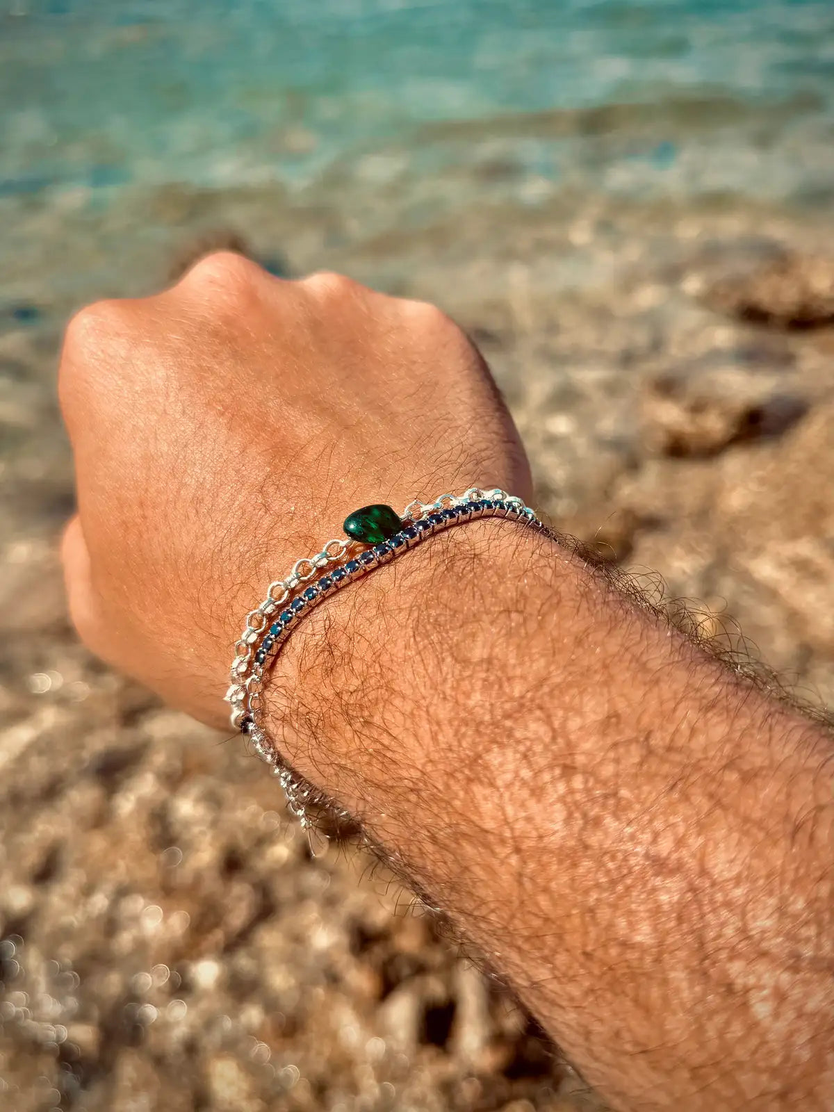 Black Tennis & Charels Green Tiger Eye Set