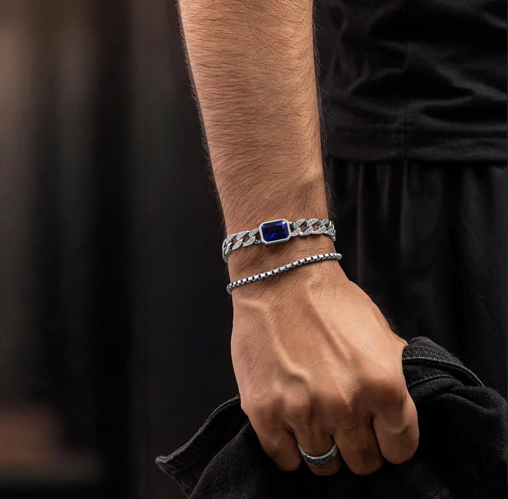 Blue ocean - Sapphire Clasp Silver Bracelet