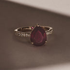 Ruby Pear Cut Ring in Gold
