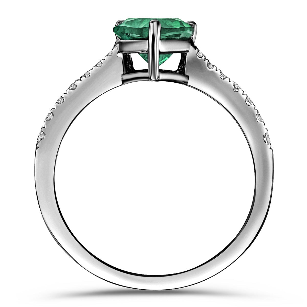 Green Emerald Pear Cut Ring in Silver