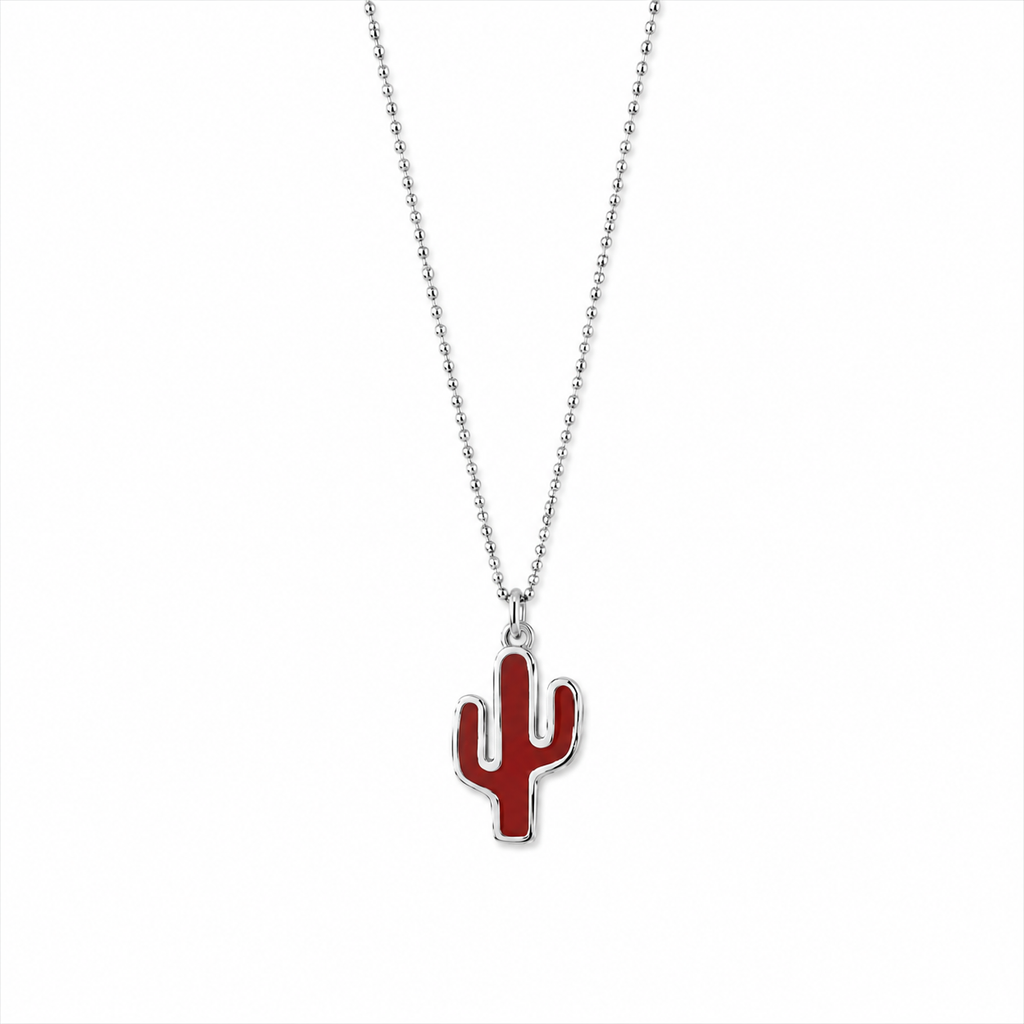 Crimson Cactus Necklace -Pure Sterling Silver 925s