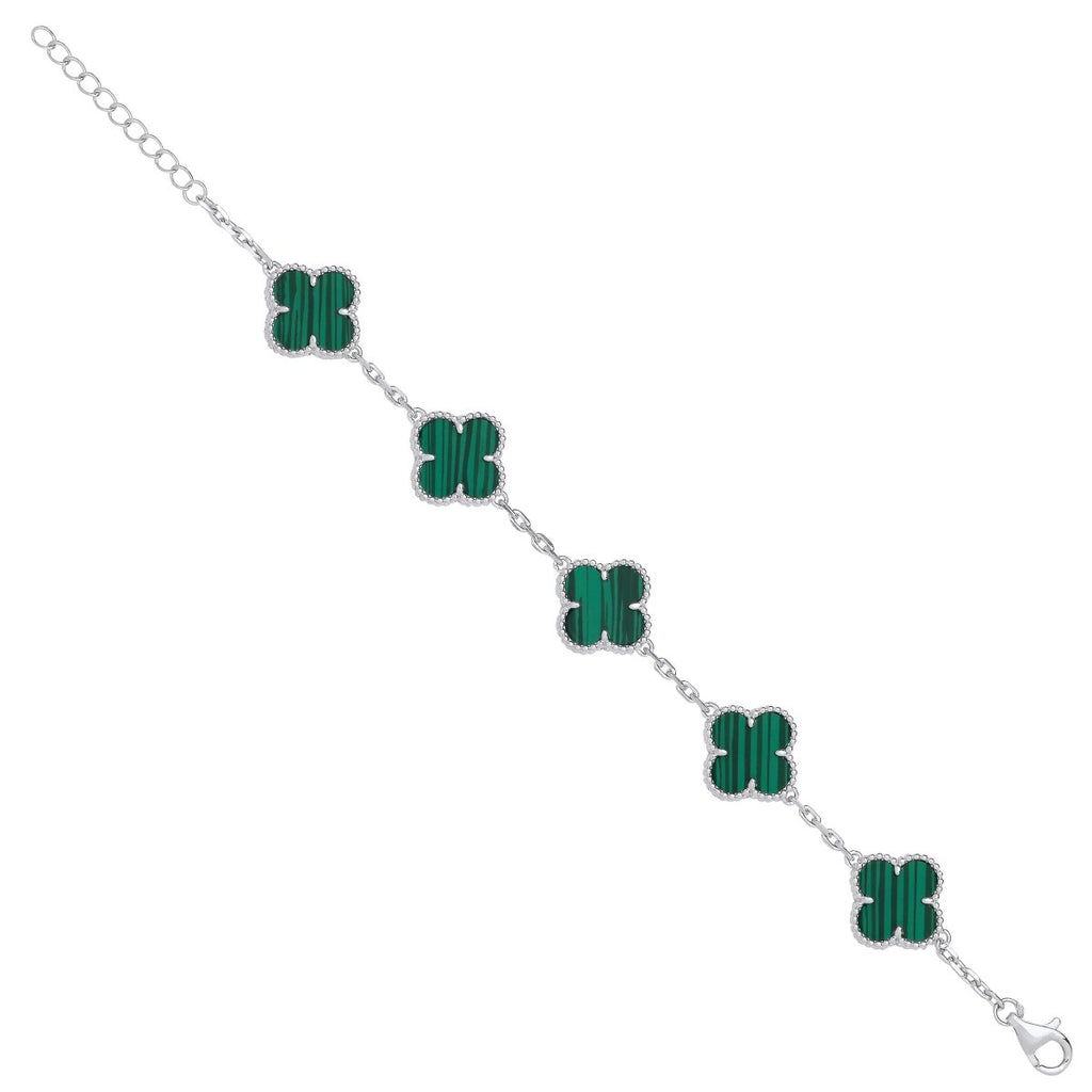 Green Malachite Van cleef Bracelet in Sterling Silver 925s