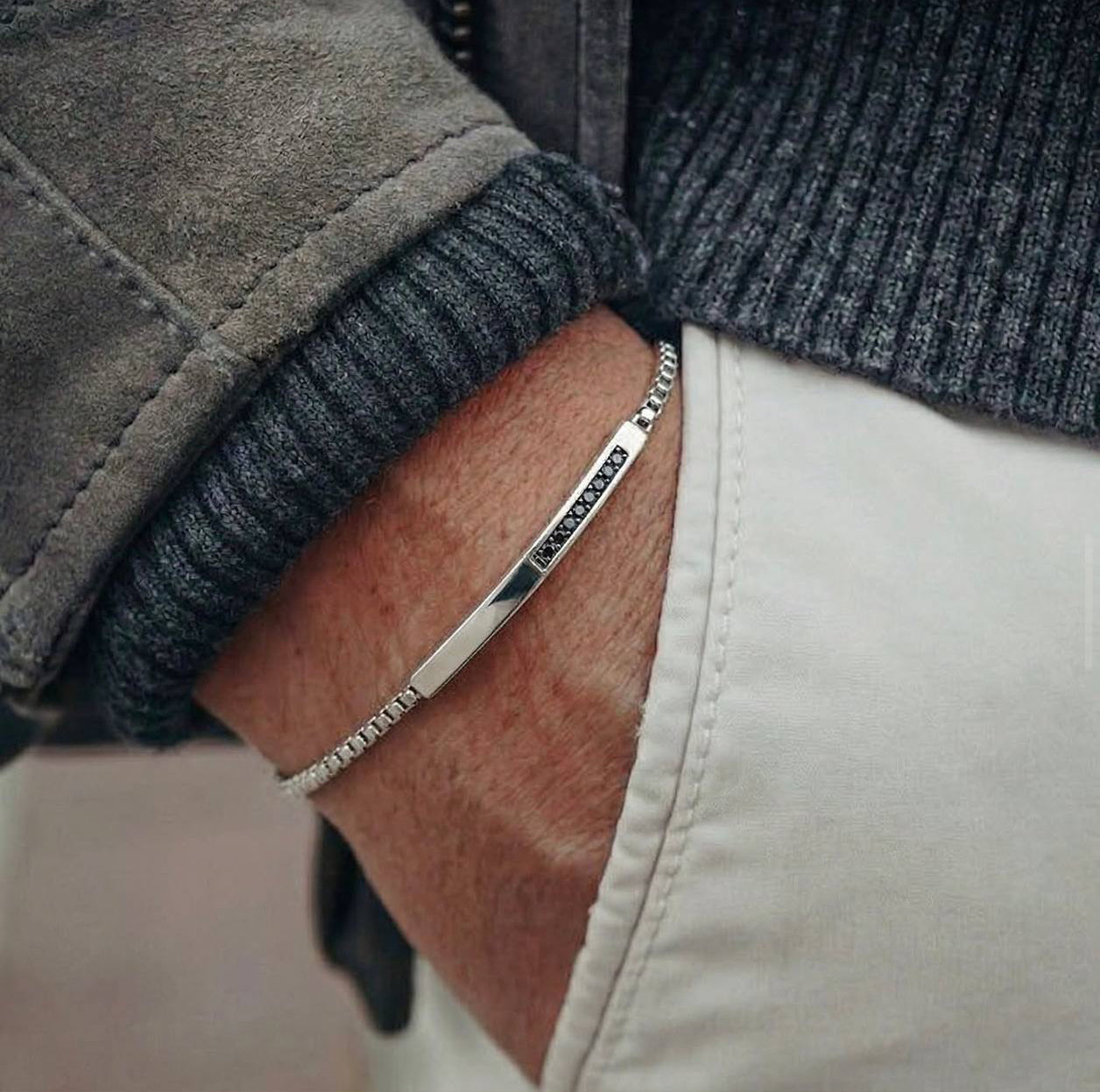 Onyx Line -S925 Sterling Silver Bracelet