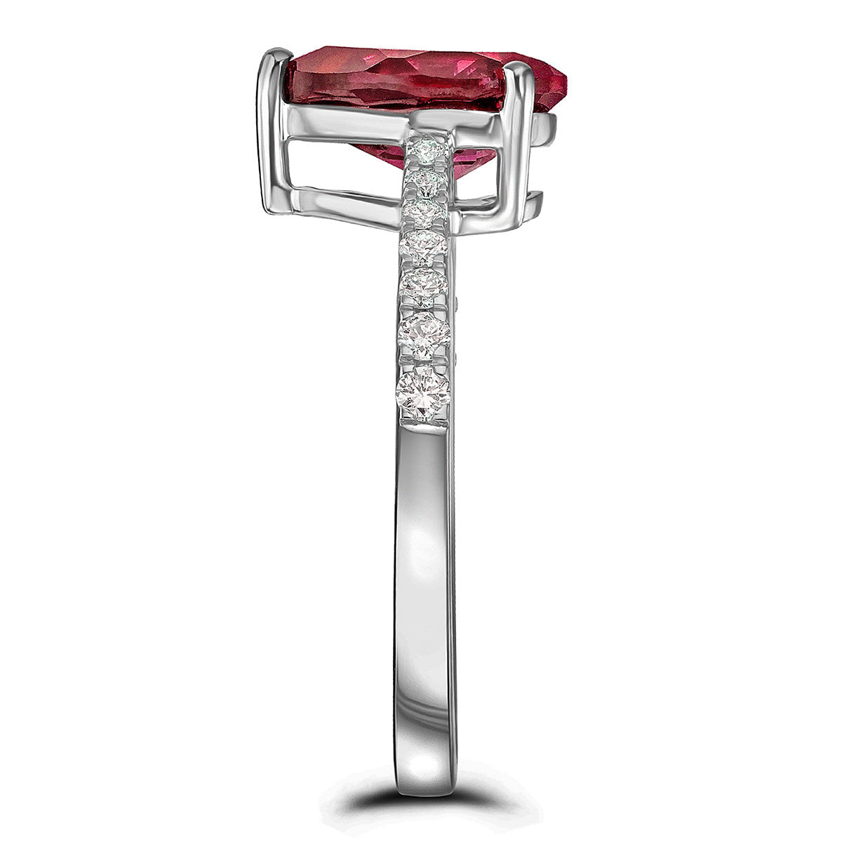 Ruby Pear Cut Ring in Silver