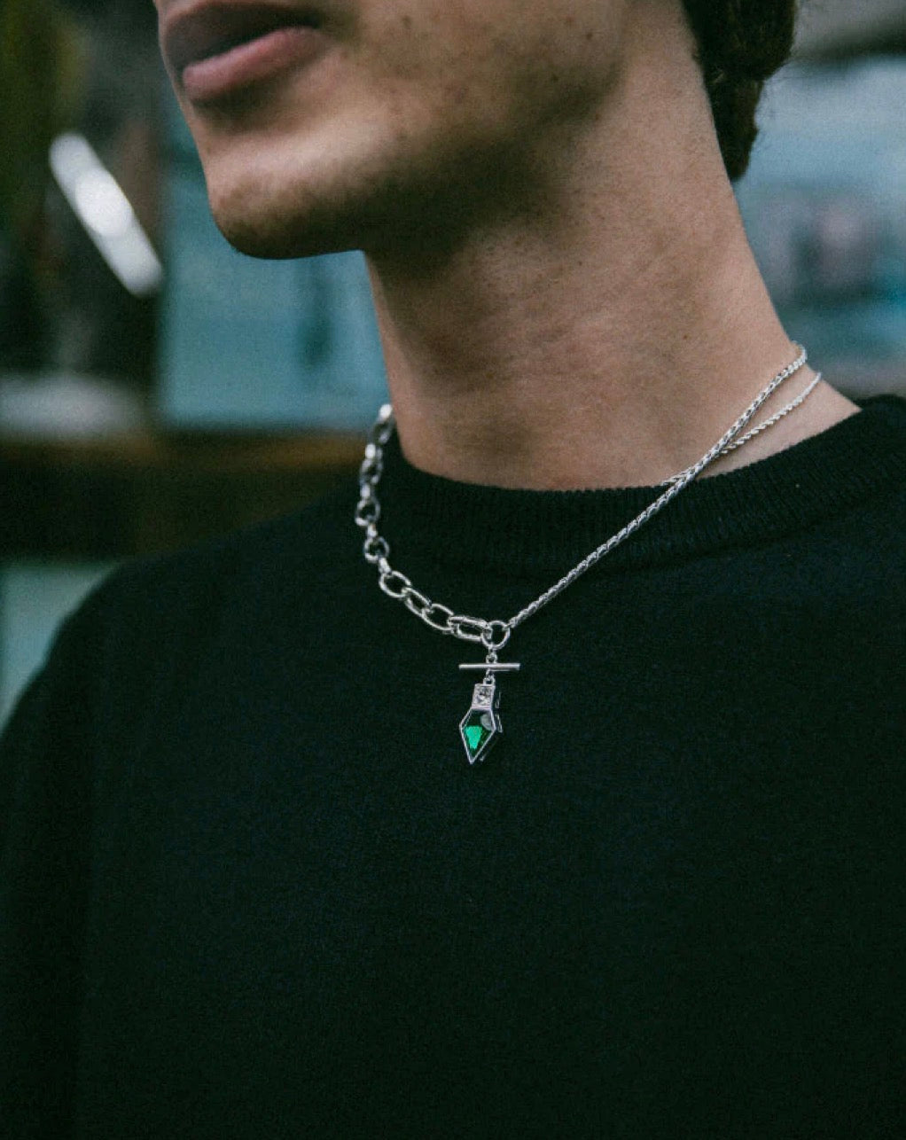 Zari Necklace, White Silver