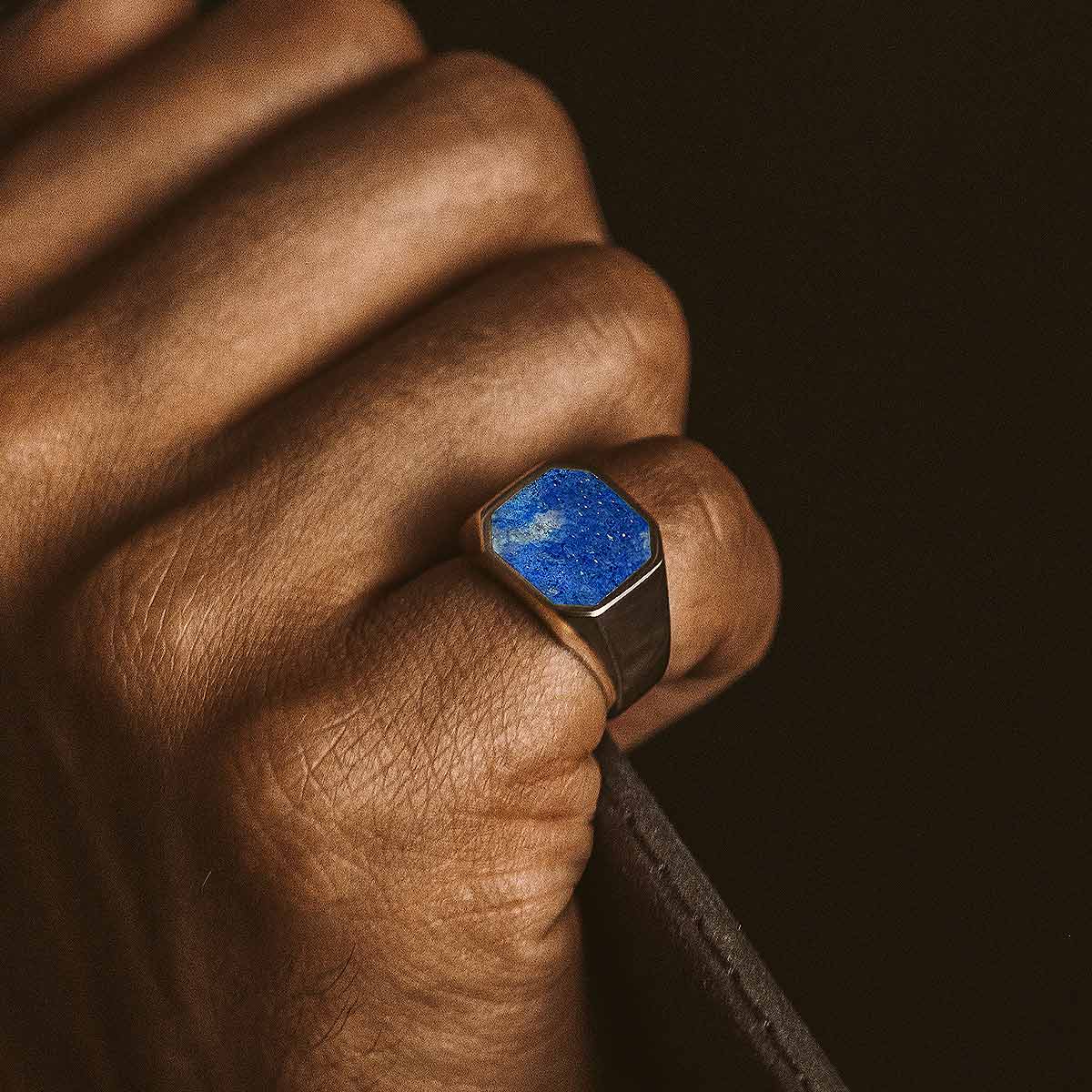 Blue Lapis Lazuli Stone Octagon Ring