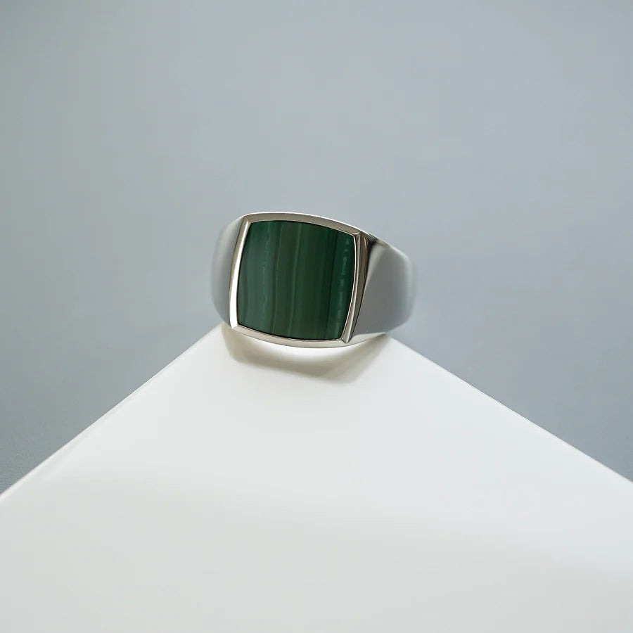 Green Malachite Ring - S925 Sterling Silver