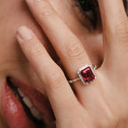 Ruby Peer Cut Ring in Silver