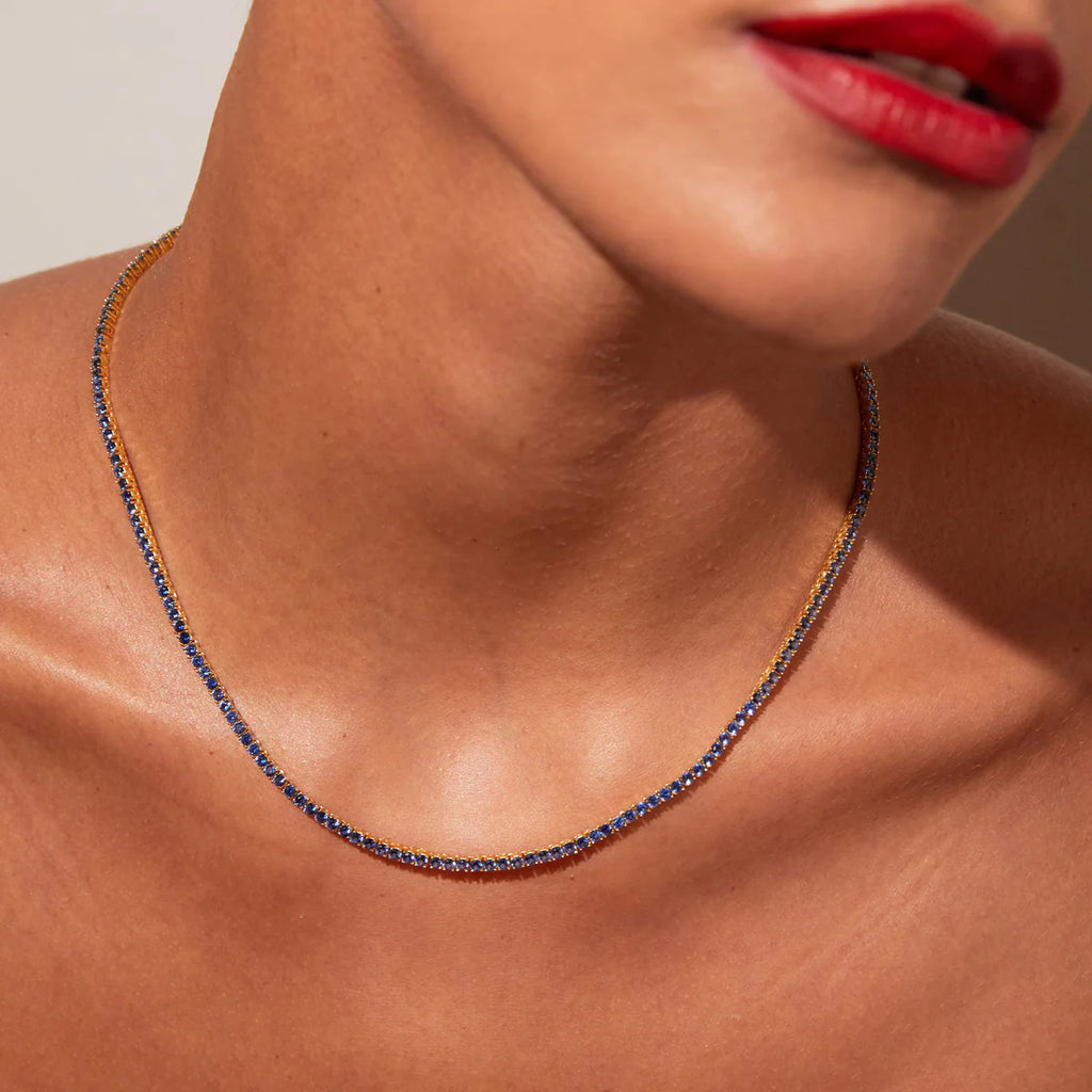 BLUE SAPPHIRE TENNIS NECKLACE