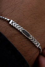 Black Chevron -S925 Sterling Silver Bracelet