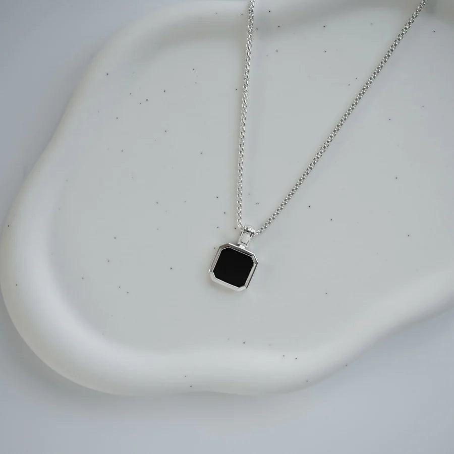Black Onyx Octagon Necklace
