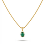 Green Emerald Necklace Gold Plated 18K