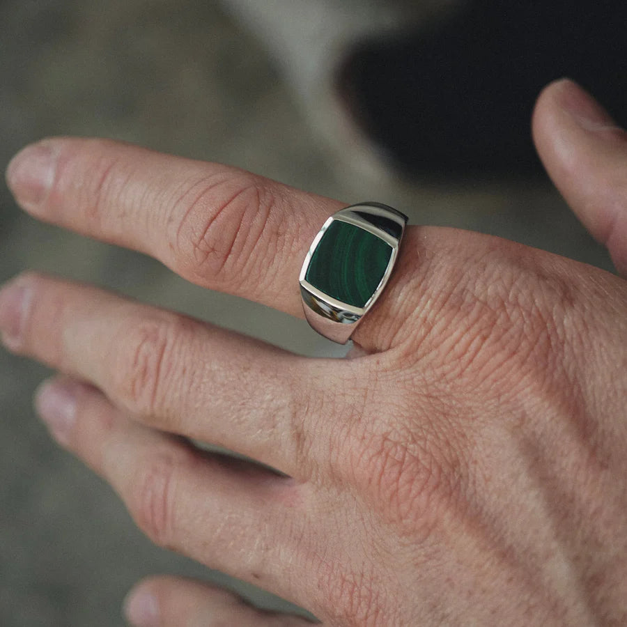 Green Malachite Ring - S925 Sterling Silver