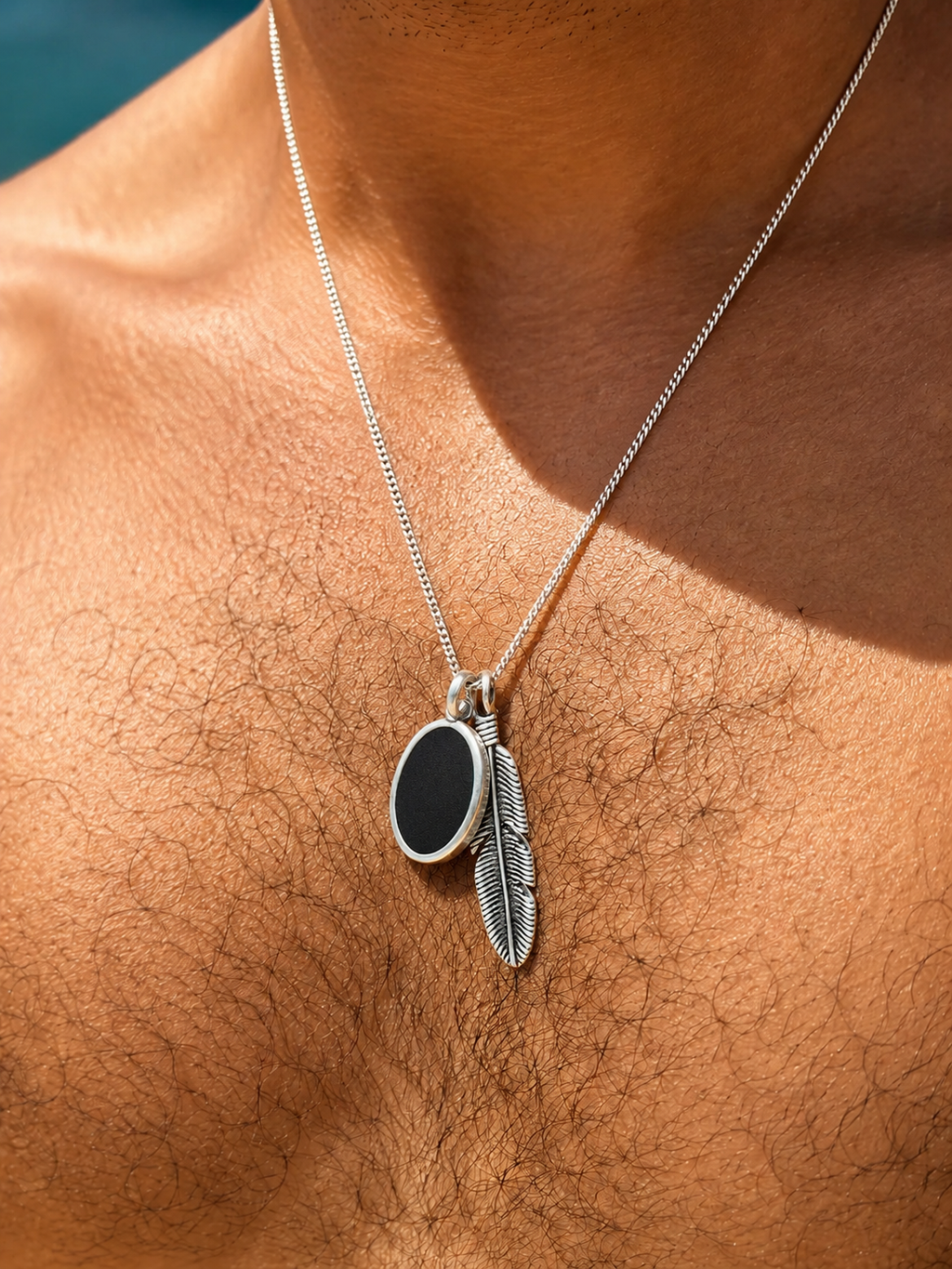 Midnight Feather Necklace -Pure Sterling Silver 925s - 60cm