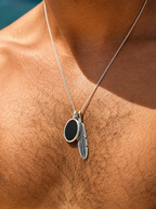 Midnight Feather Necklace -Pure Sterling Silver 925s - 60cm