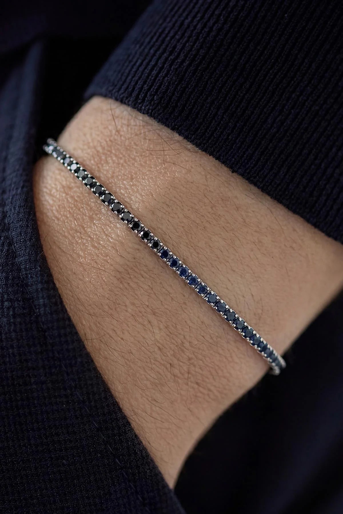 Blue Sapphire Tennis Bracelet (1.5mm) - S925 Sterling Silver