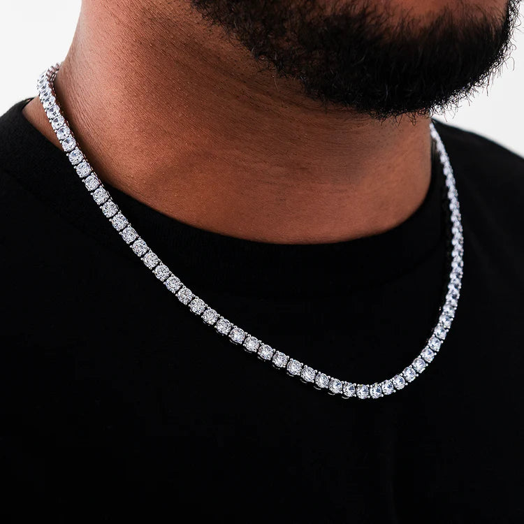 White Tennis Necklace - Sterling Silver 925
