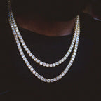 White Tennis Necklace - Sterling Silver 925 Gold Plated