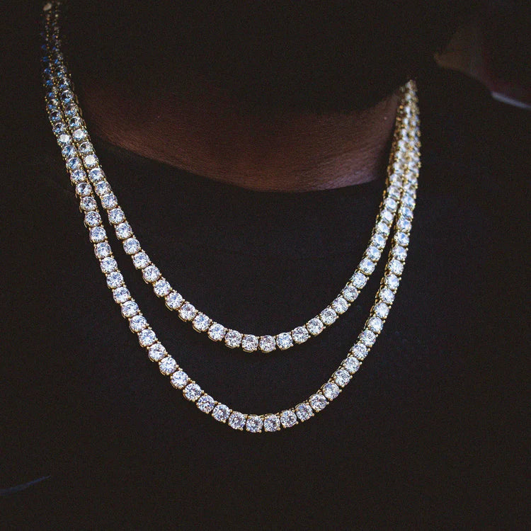 White Tennis Necklace - Sterling Silver 925 Gold Plated