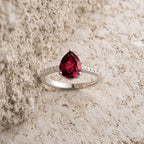 Ruby Pear Cut Ring in Silver