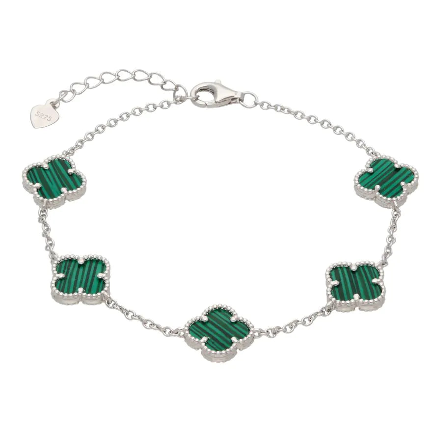 Green Malachite Van cleef Bracelet in Sterling Silver 925s