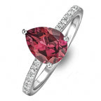 Ruby Pear Cut Ring in Silver