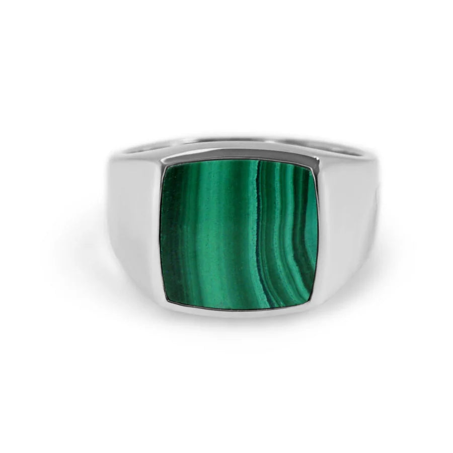 Green Malachite Ring - S925 Sterling Silver