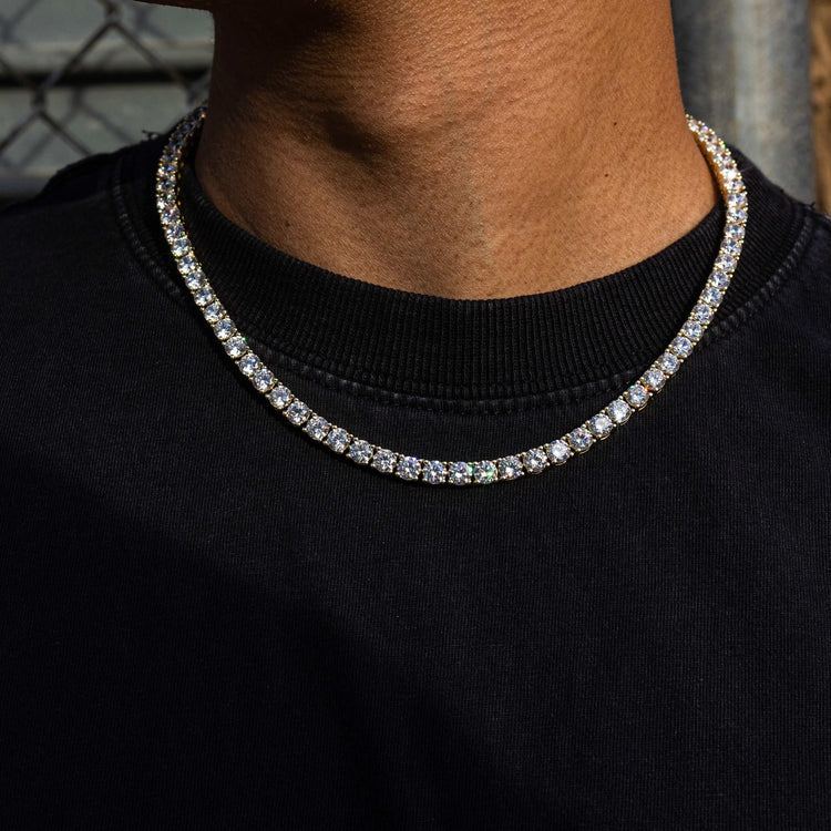 White Tennis Necklace - Sterling Silver 925 Gold Plated