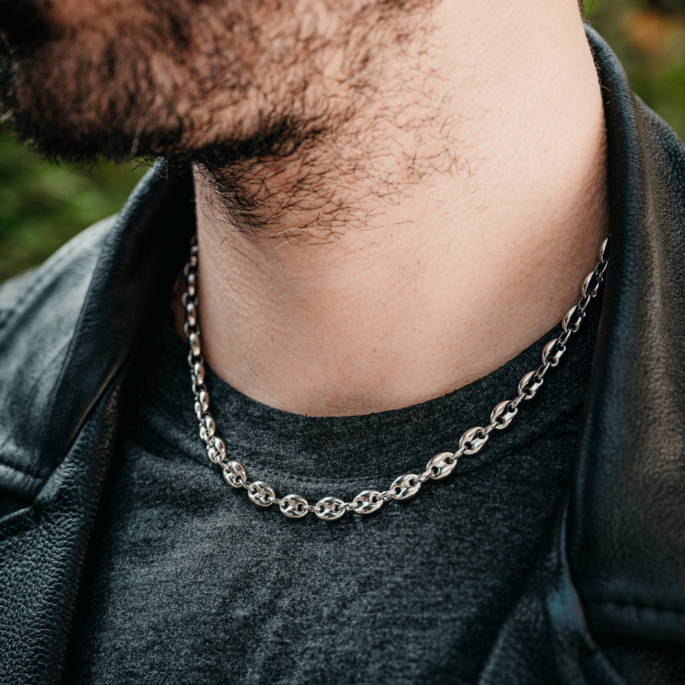 BOLD PUFF MARINER SILVER CHAIN-Pure Sterling Silver 925s-(60cm)