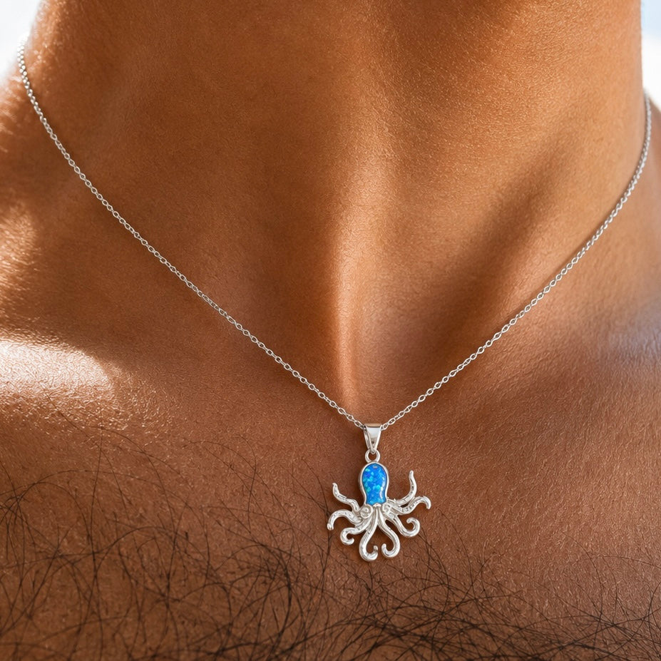 Ocean Octopus Necklace -Pure Sterling Silver 925s - 55cm