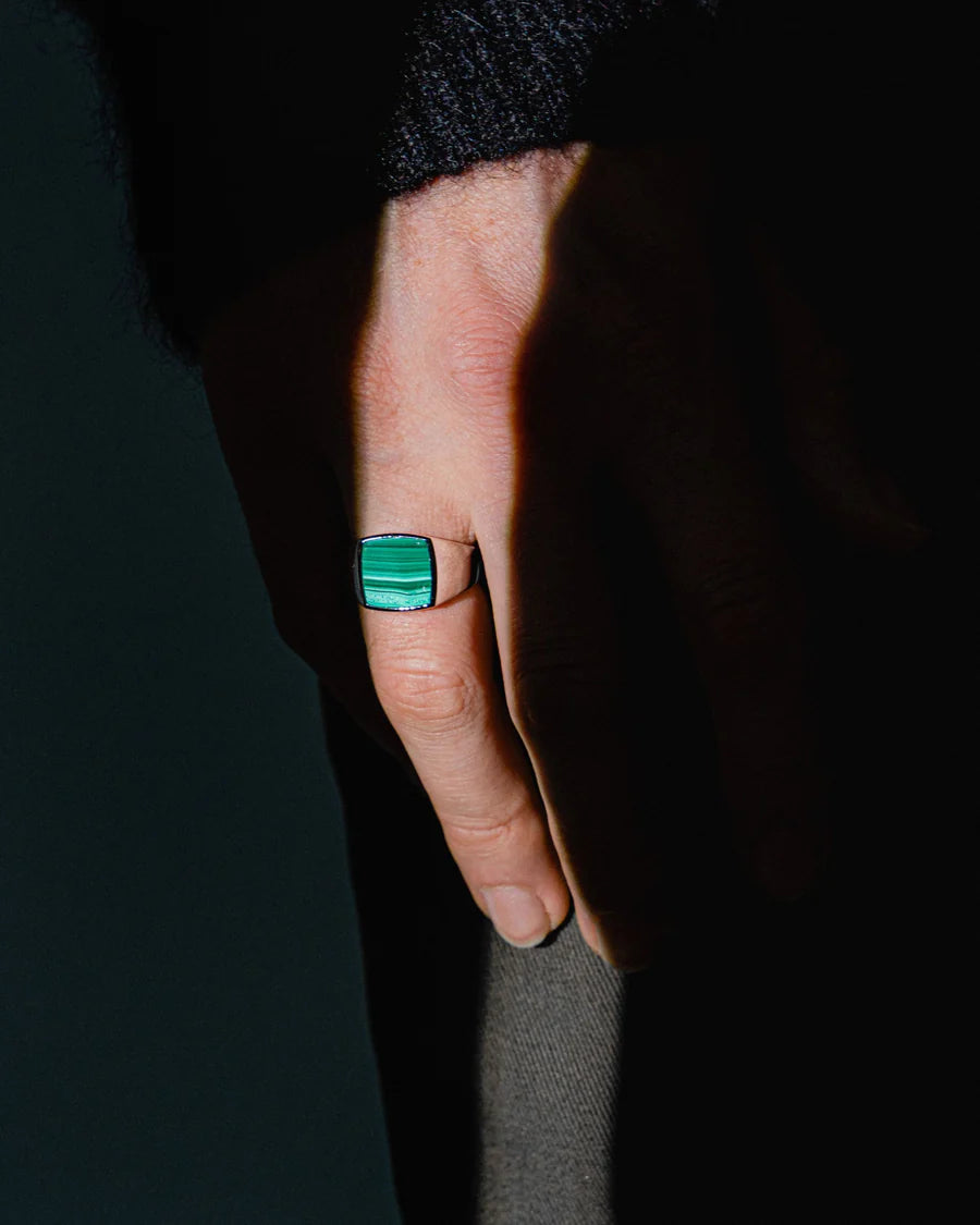 Green Malachite Ring - S925 Sterling Silver
