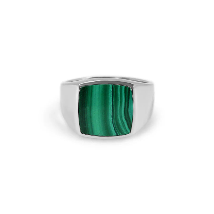 Green Malachite Ring - S925 Sterling Silver