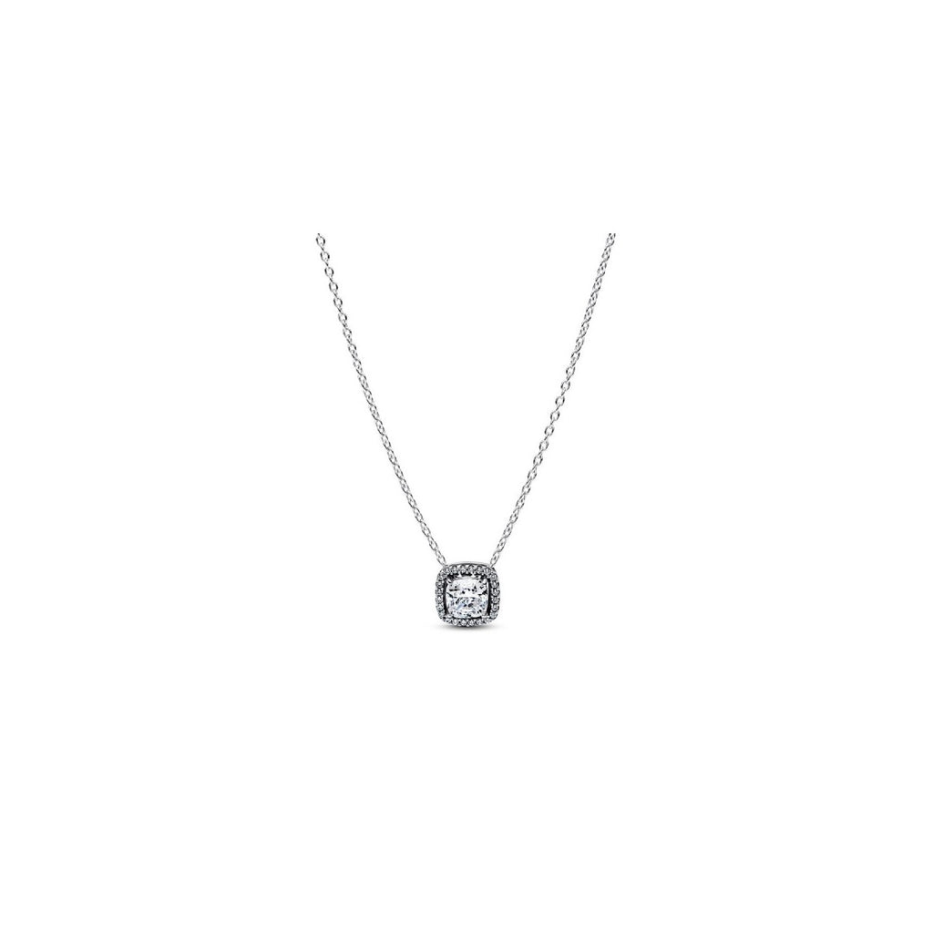 White Zircon Halo Necklace