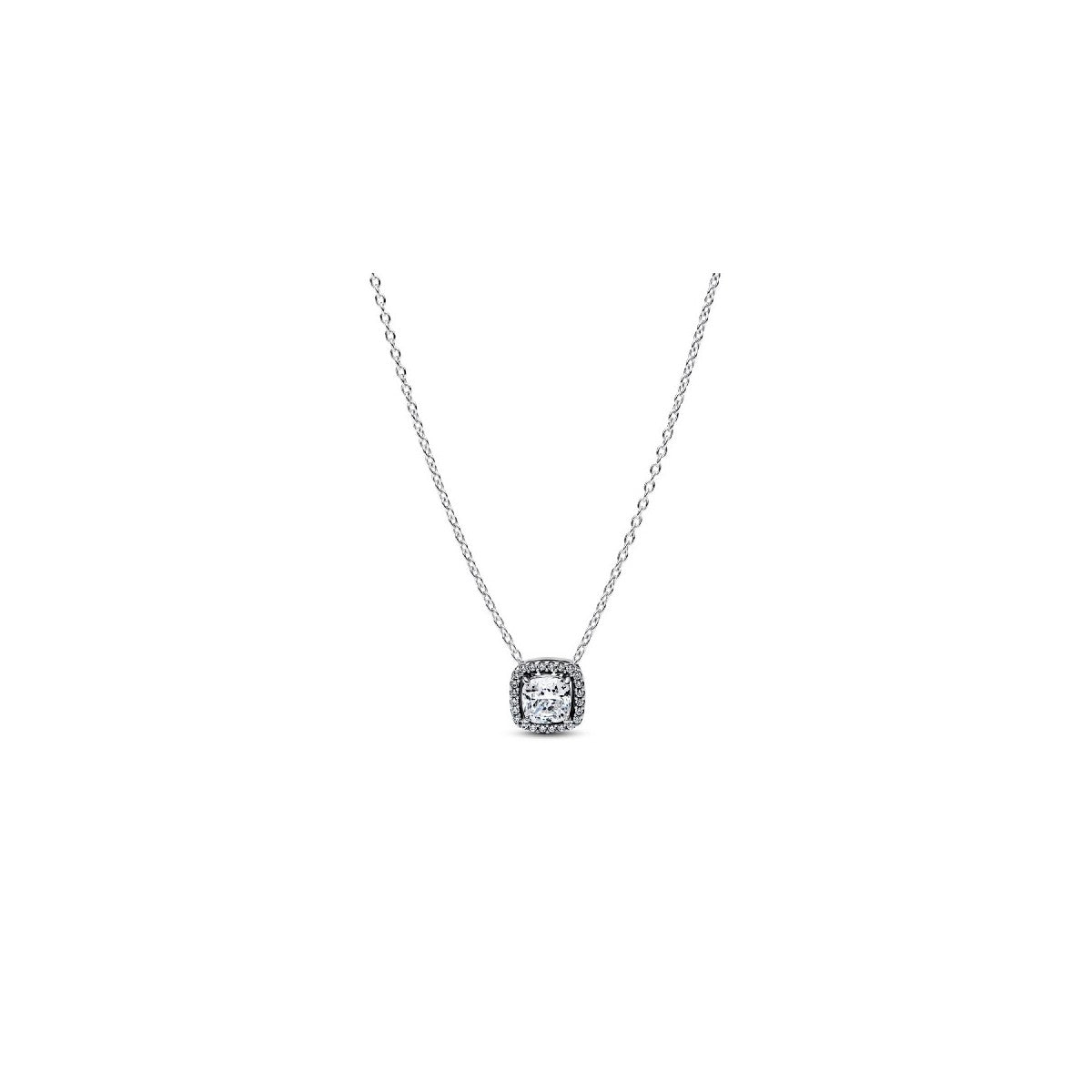 White Zircon Halo Necklace