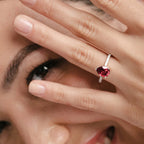 Ruby Pear Cut Ring in Silver