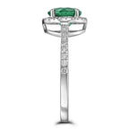 Green Emerald Halo Round Ring