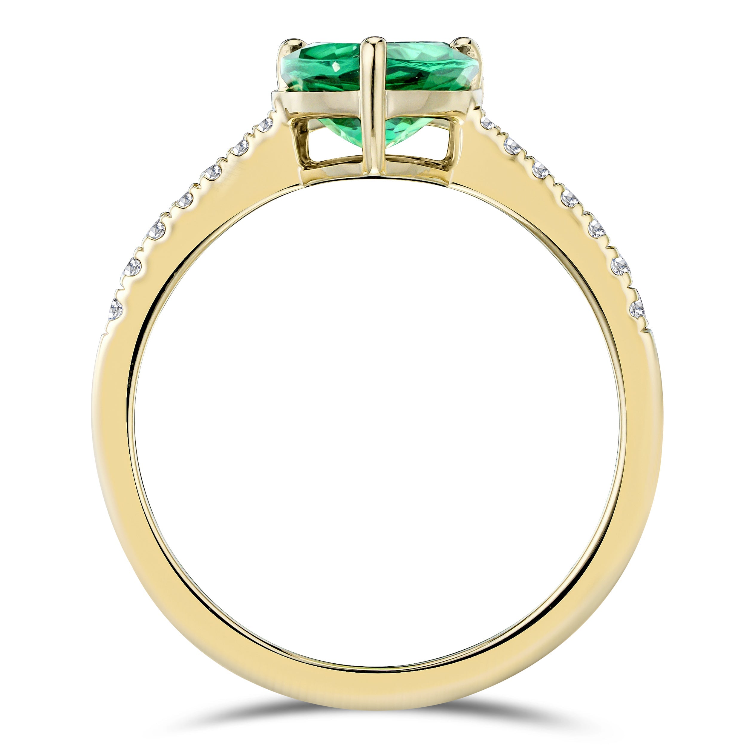 Green Emerald Pear Cut Ring in Gold
