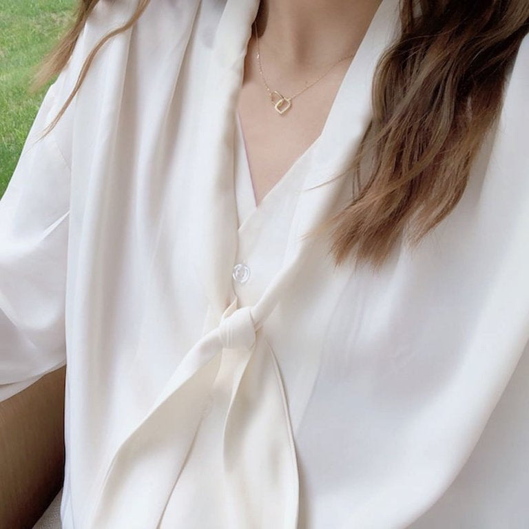 Square Interlocking Zircon Square Necklace