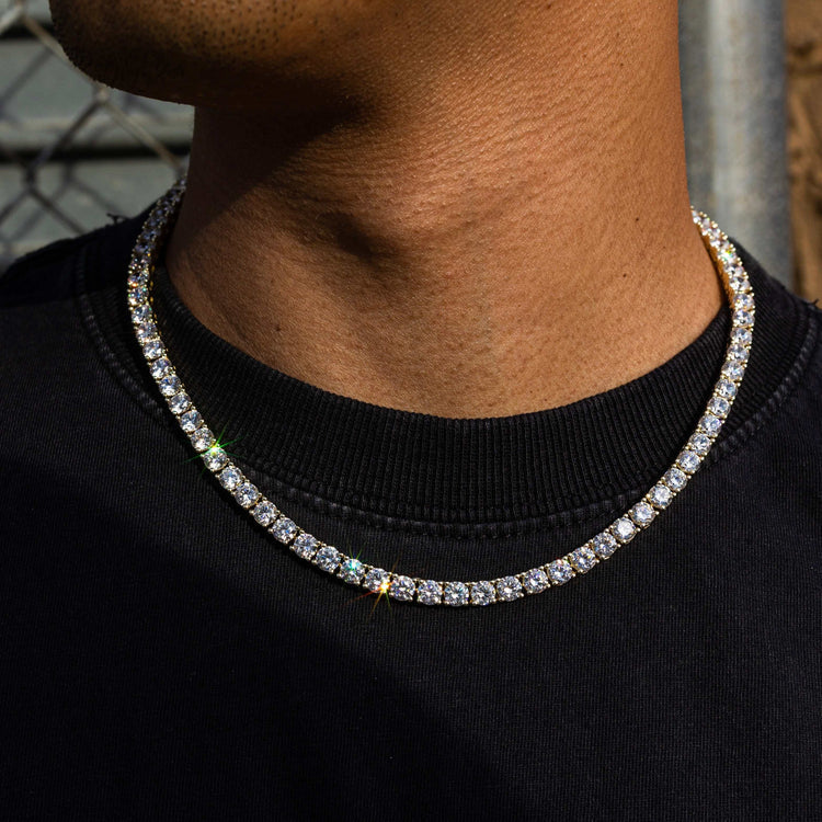 White Tennis Necklace - Sterling Silver 925 Gold Plated