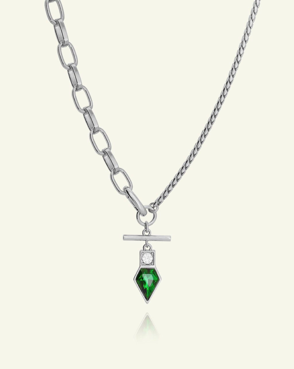 Zari Necklace, White Silver