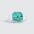 Blue Turquoise Stone Octagon Ring