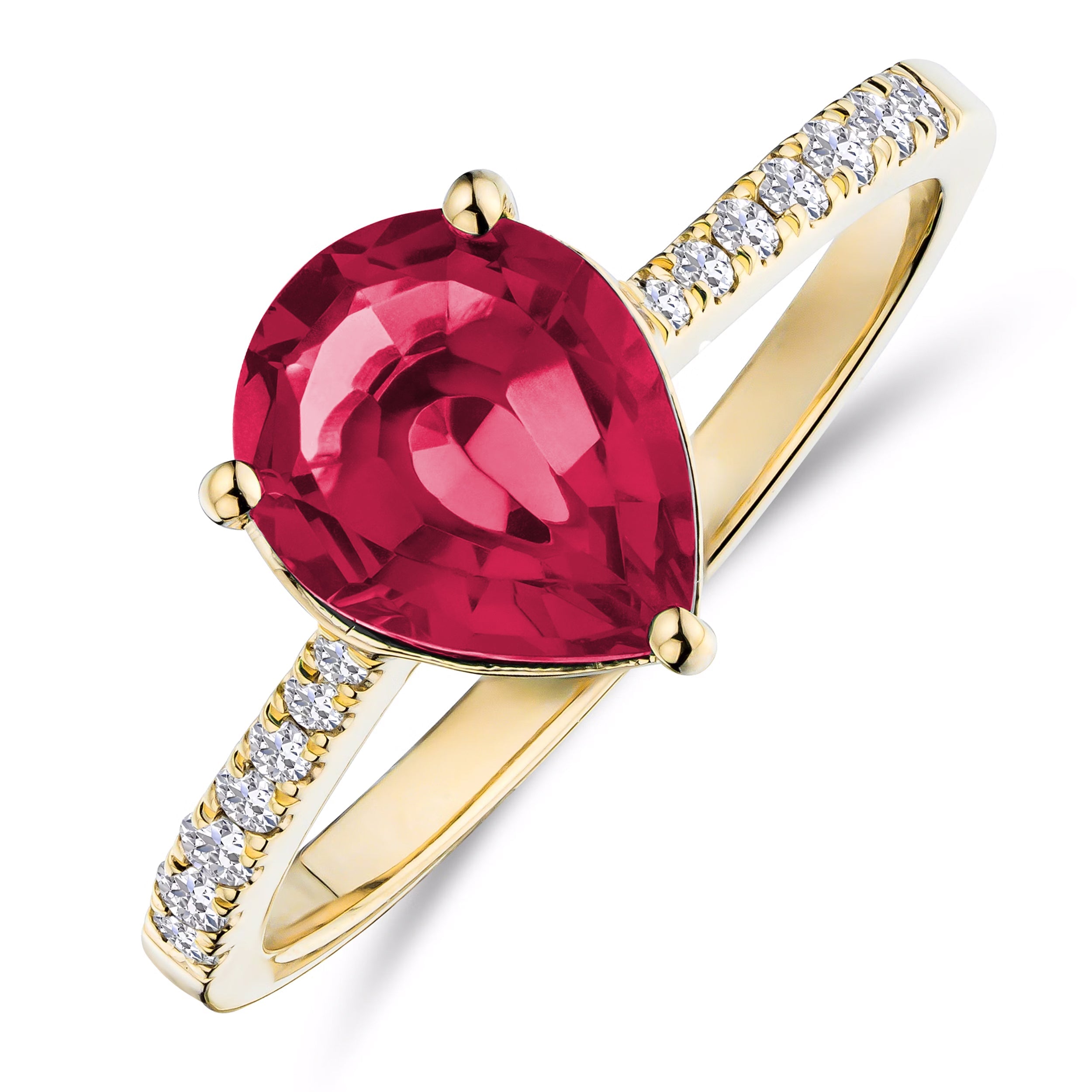 Ruby Pear Cut Ring in Gold
