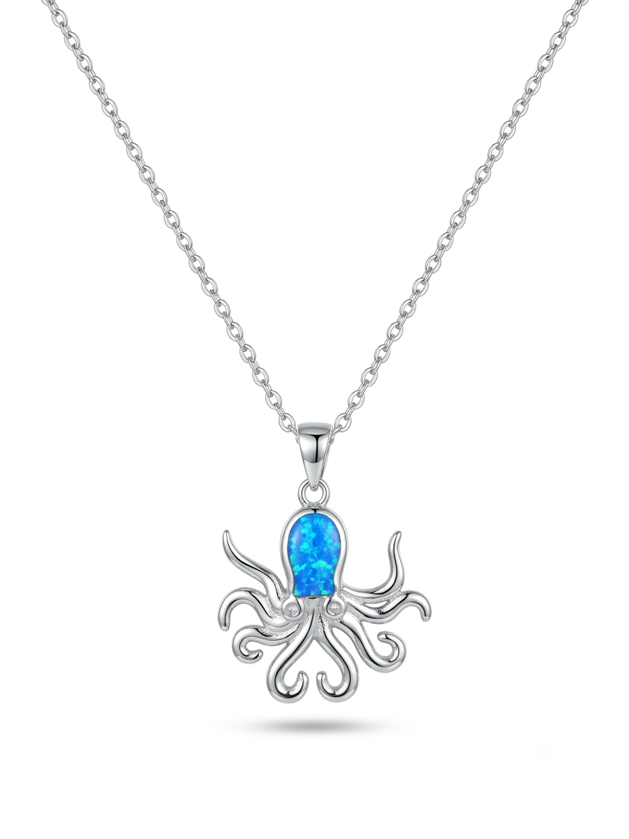 Ocean Octopus Necklace -Pure Sterling Silver 925s - 55cm