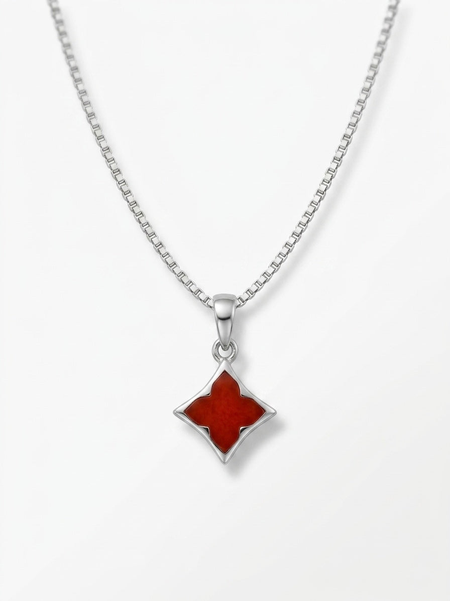 Red Clover Necklace - S925 Sterling Silver