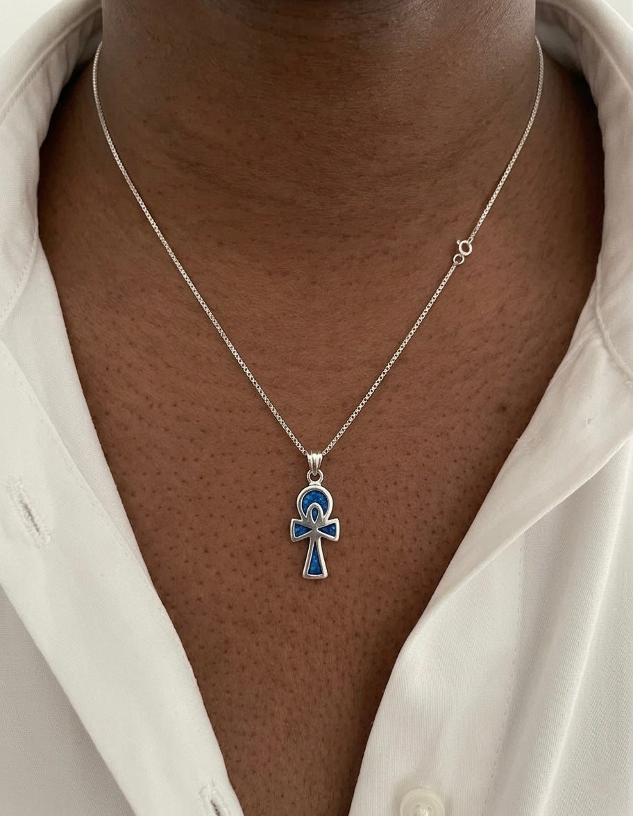 Blue key of life Necklace